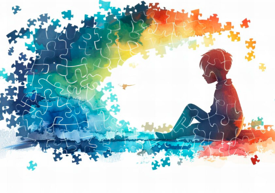 An illustration of a boy sitting