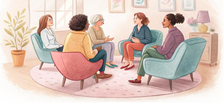 Group of women consuting Group therapist