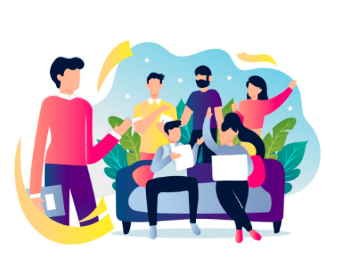 a group of people sitting together