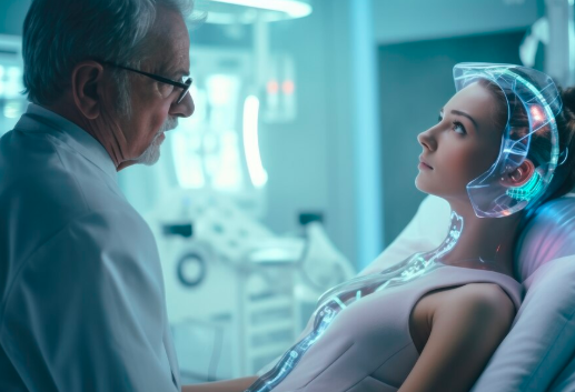 Therapist checking patient brain health