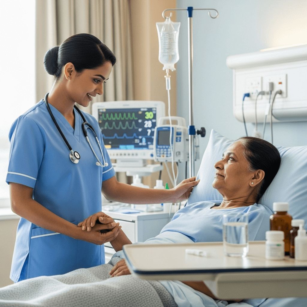 Nurse monitoring patient in hospital