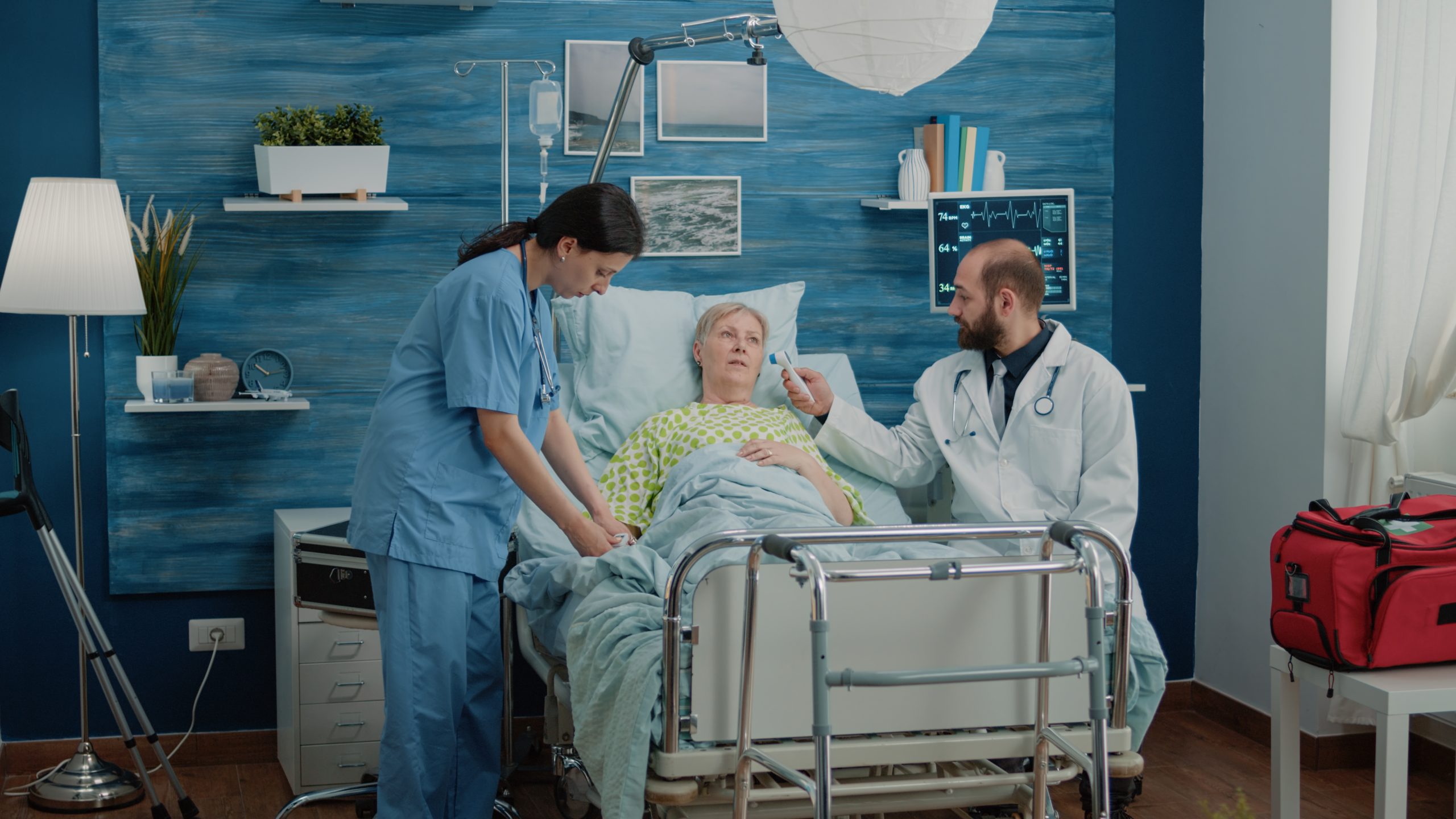 Professional healthcare team working together in a hospital