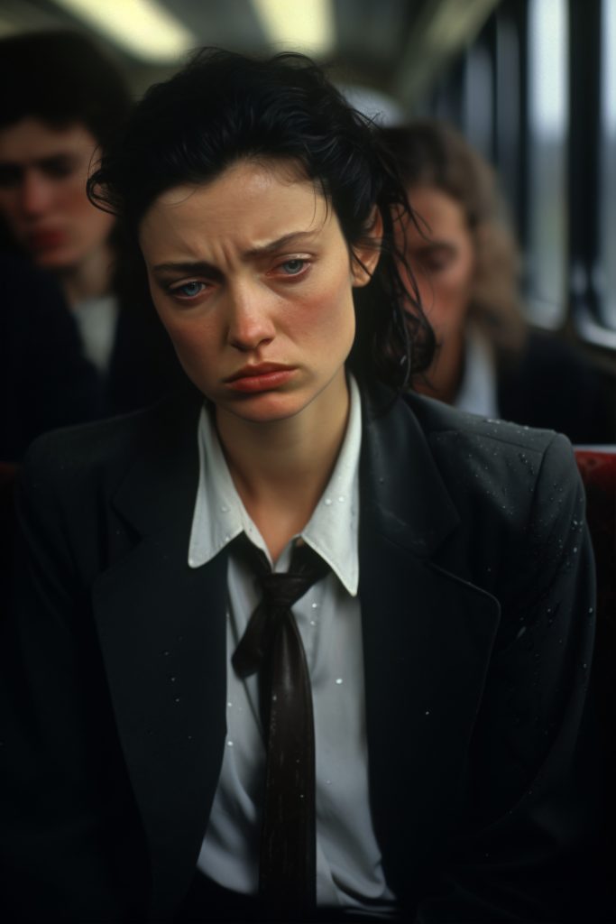 Person showing signs of grief, sadness, and emotional distress